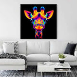 Paint by Numbers - Vibrant Giraffe in Abstract Modern Art on Living Room Wall
