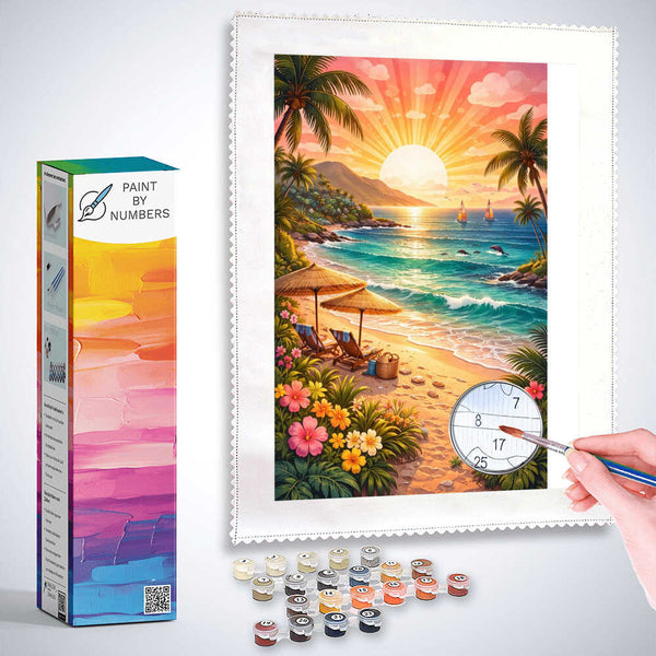 Paint by Numbers - Sun magic on paradise beach
