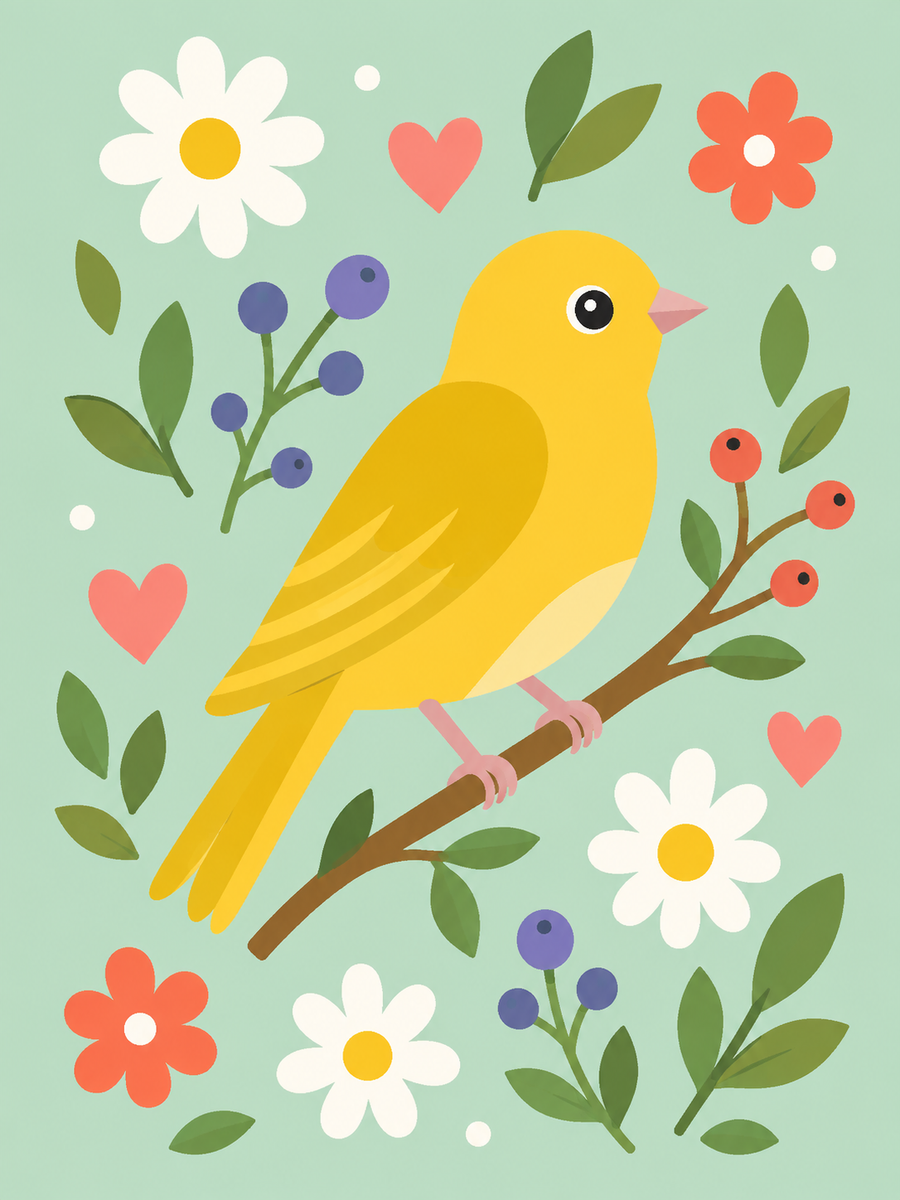 colorful birds, set of 4 - Mini paint by numbers