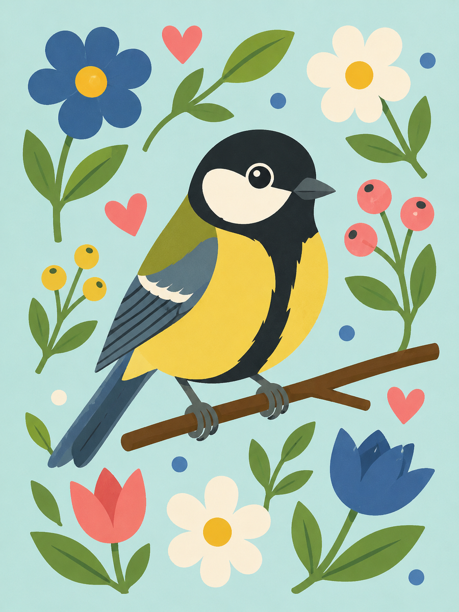 spring chirping, set of 4 - Mini paint by numbers