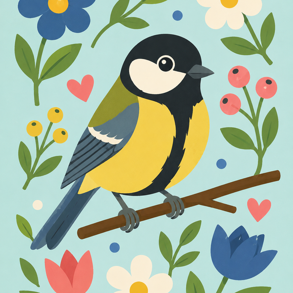 spring chirping, set of 4 - Mini paint by numbers