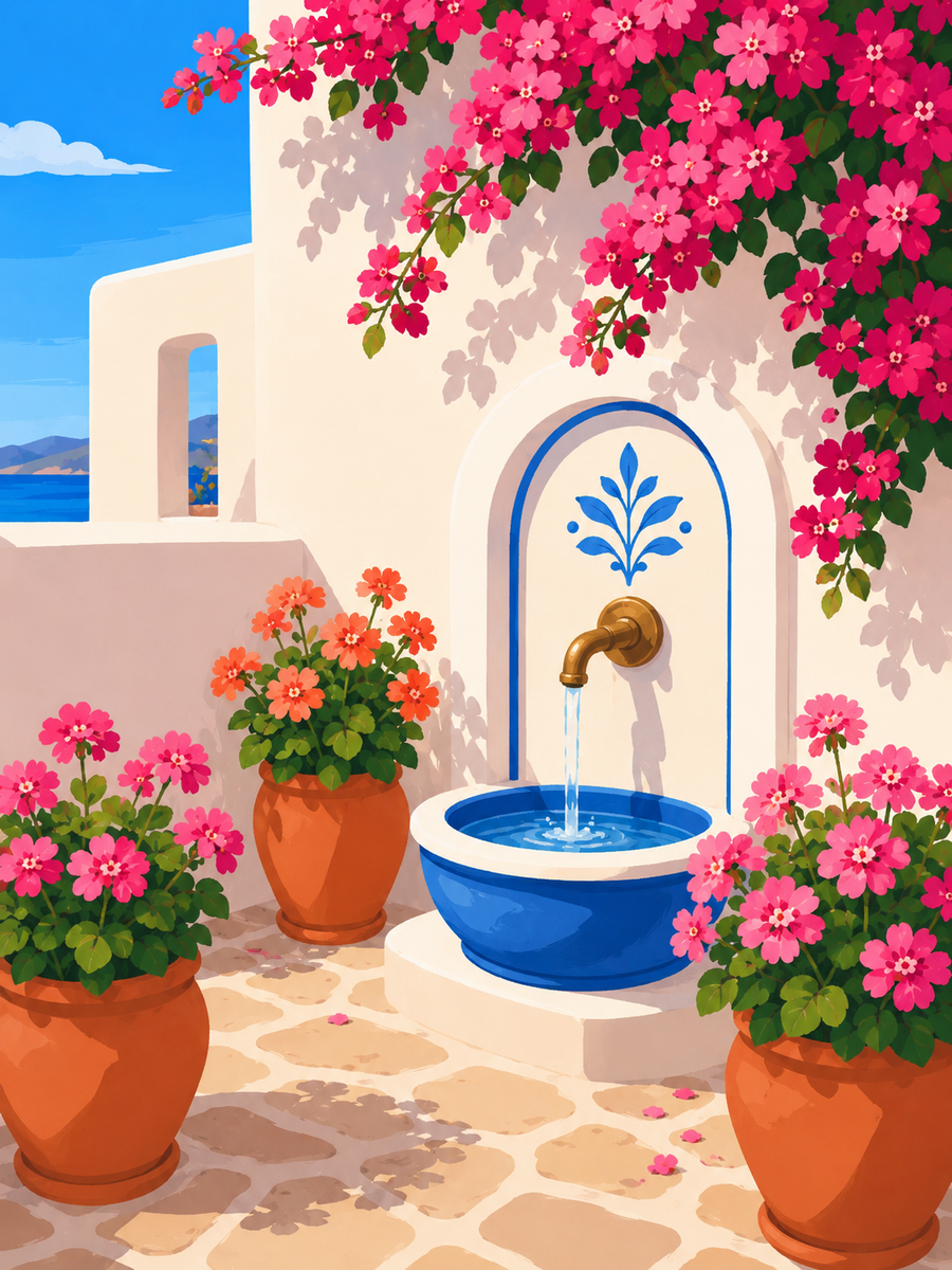 Greek summer, set of 4 - Mini paint by numbers