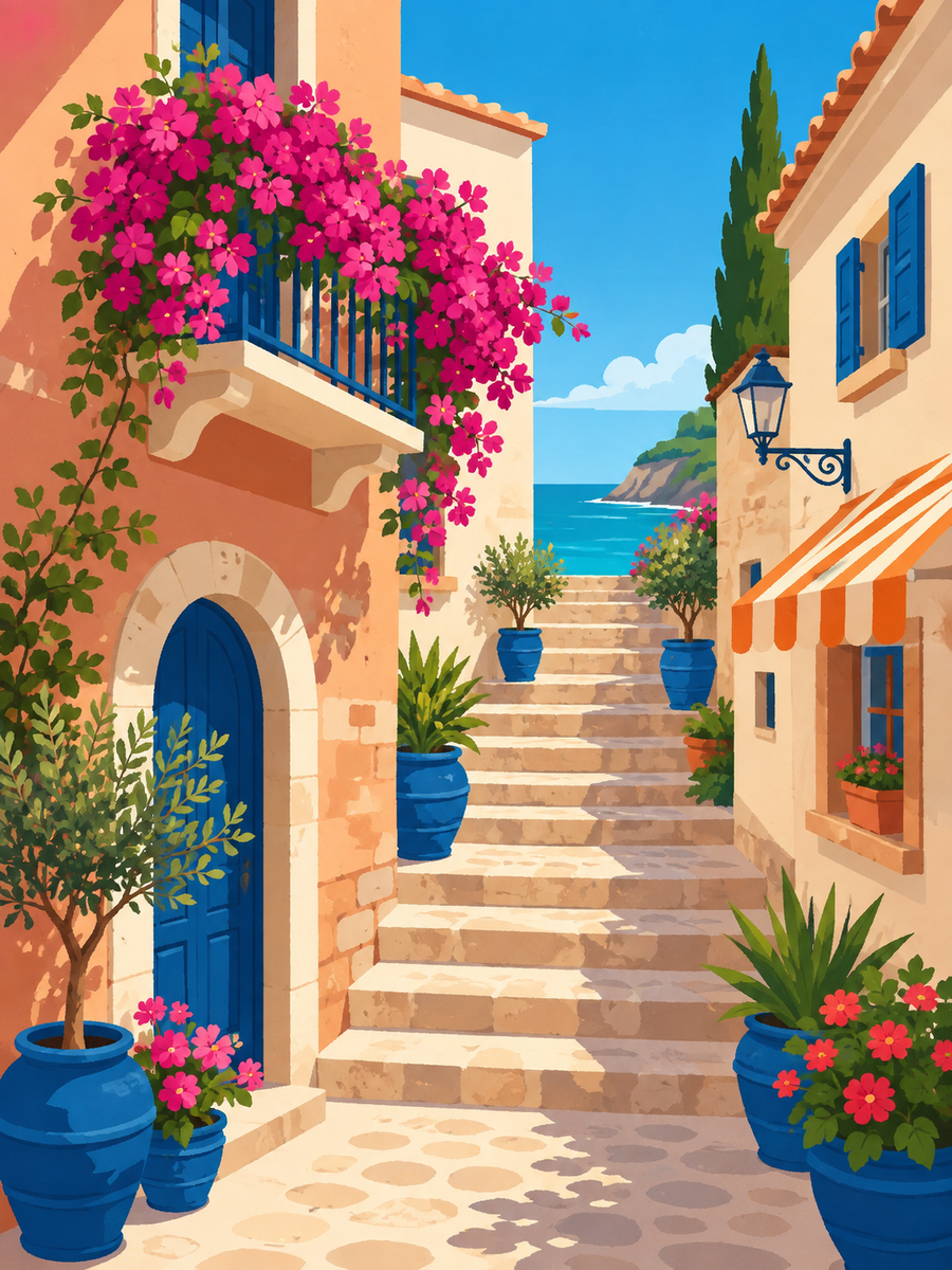 Mediterranean delight, set of 4 - Mini paint by numbers
