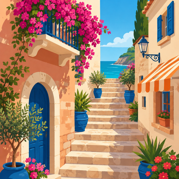 Mediterranean delight, set of 4 - Mini paint by numbers
