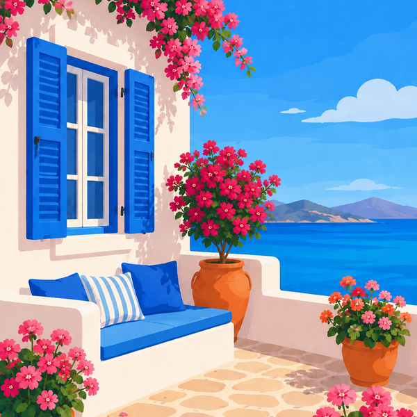 Santorini dreams, set of 4 - Mini paint by numbers