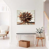 Paint by Numbers - Coffee Cosmos artwork displayed on a wall in a stylish living room