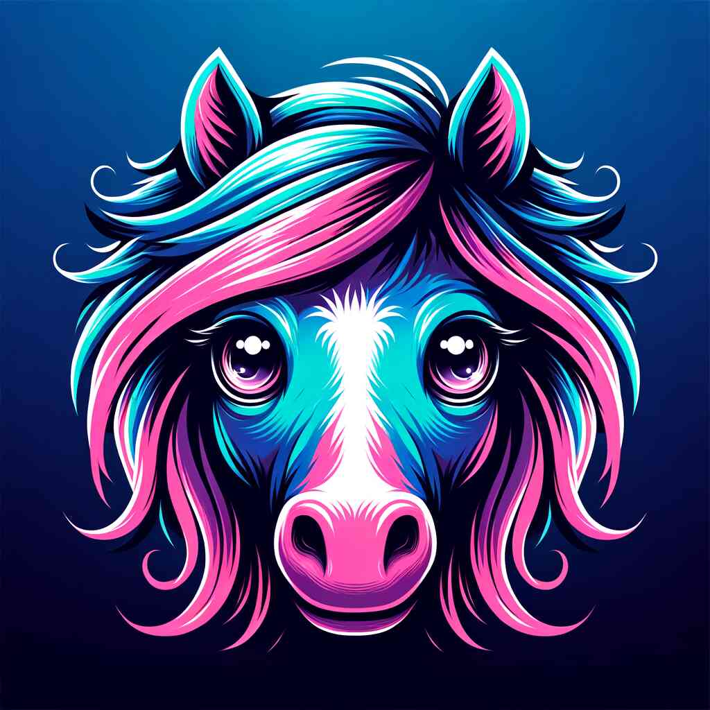 Paint by Numbers - Colorful Spirit horse artwork with bright pinks and blues in a surreal, modern style highlighting imagination and animal love