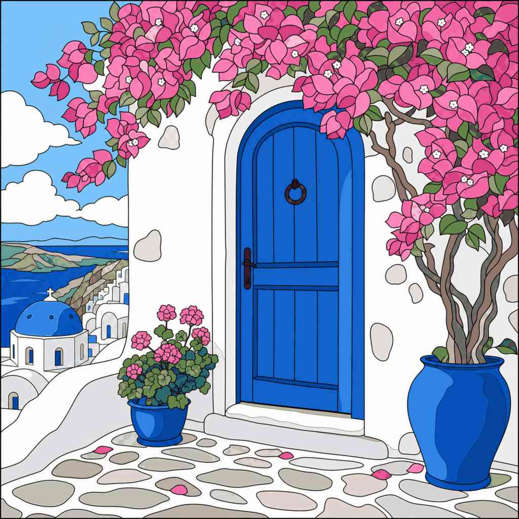 Paint by Numbers - Mediterranean daylight – longing for Santorini