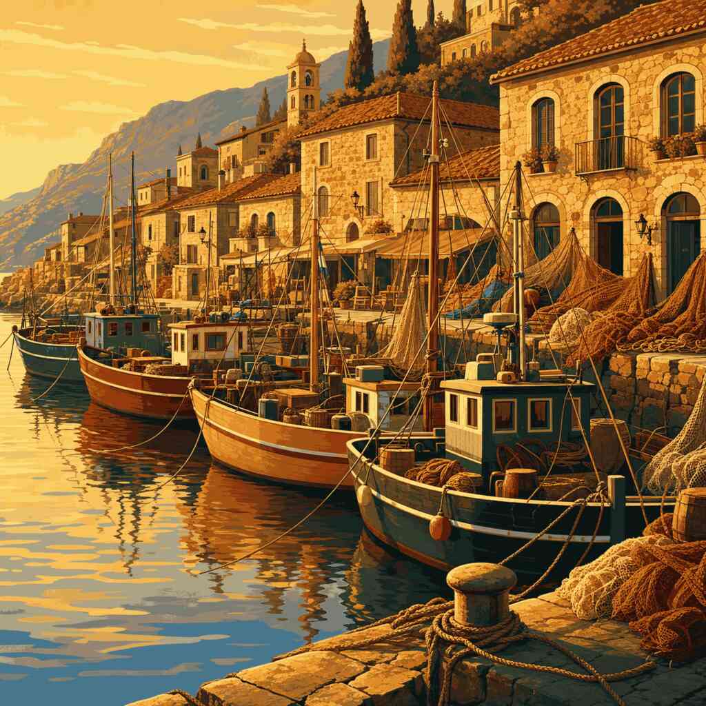 Paint by Numbers - Sunset at the Mediterranean port