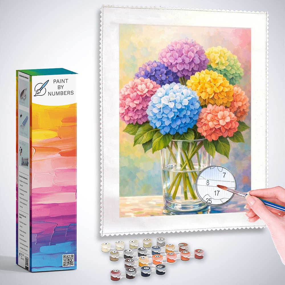 Paint by Numbers - Rainbow bouquet, hydrangea