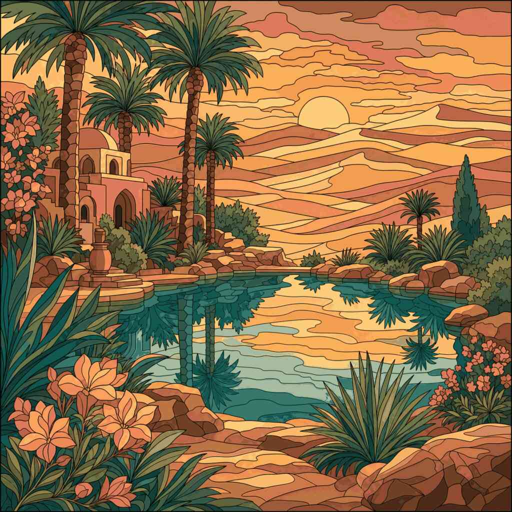 Paint by Numbers - Oasis in golden light