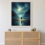 Paint by Numbers - Moonlight Synergy painting of a couple walking by the moonlit sea under a starry sky, evoking love and tranquility.