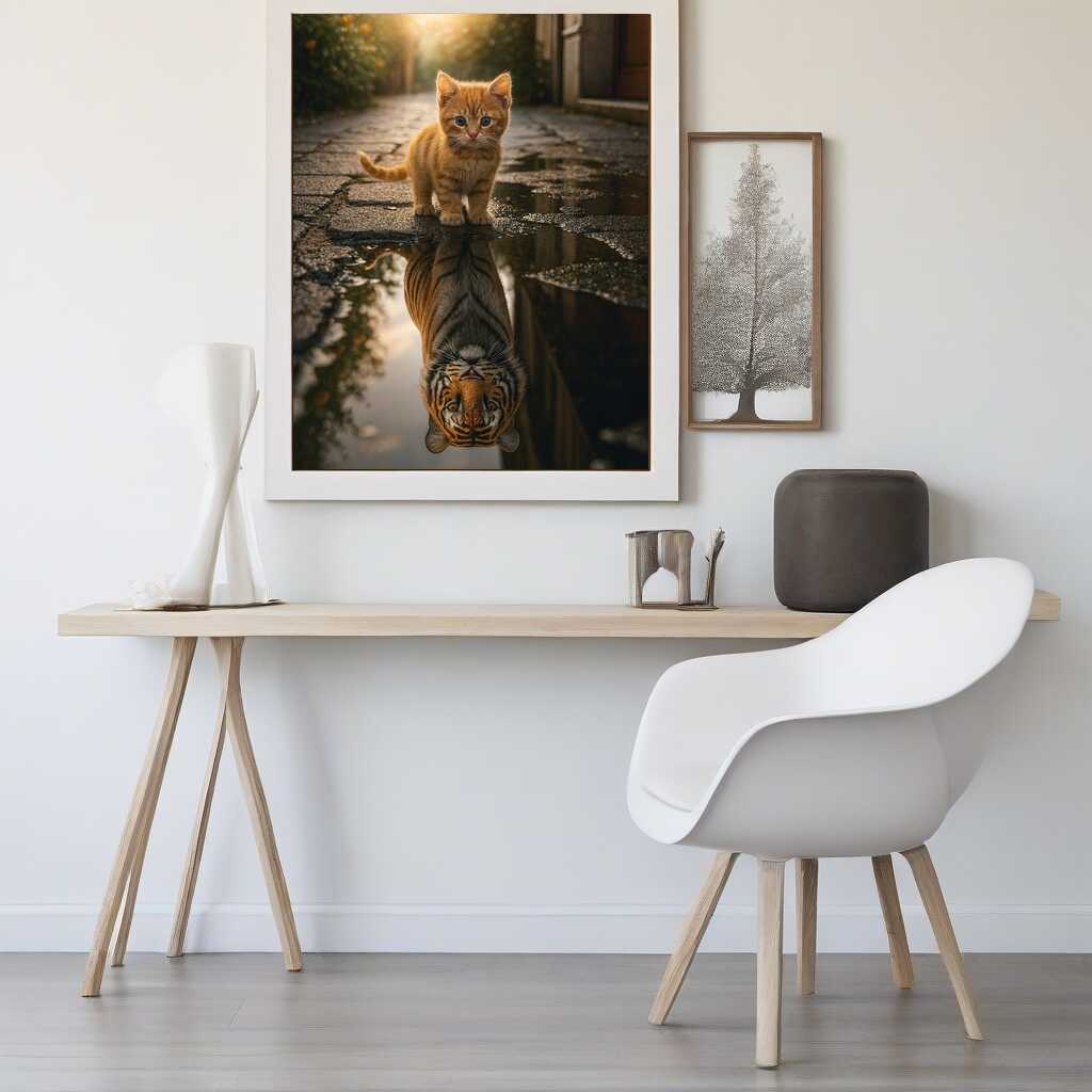 Paint by Numbers - Small Red Cat Big Tiger Mirror Picture