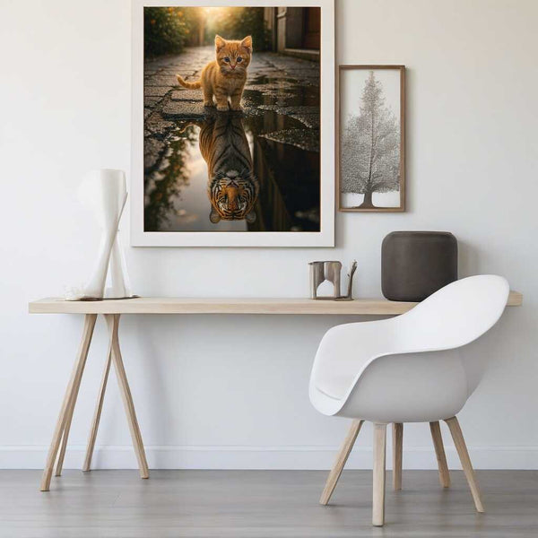 Paint by Numbers - Small Red Cat Big Tiger Mirror Picture