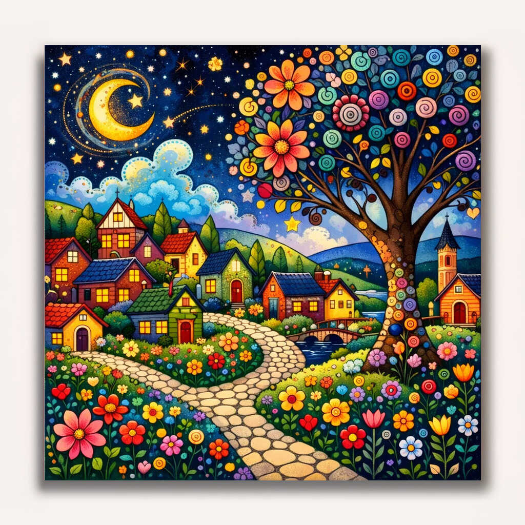 Paint by Numbers - A magical night in the flower village