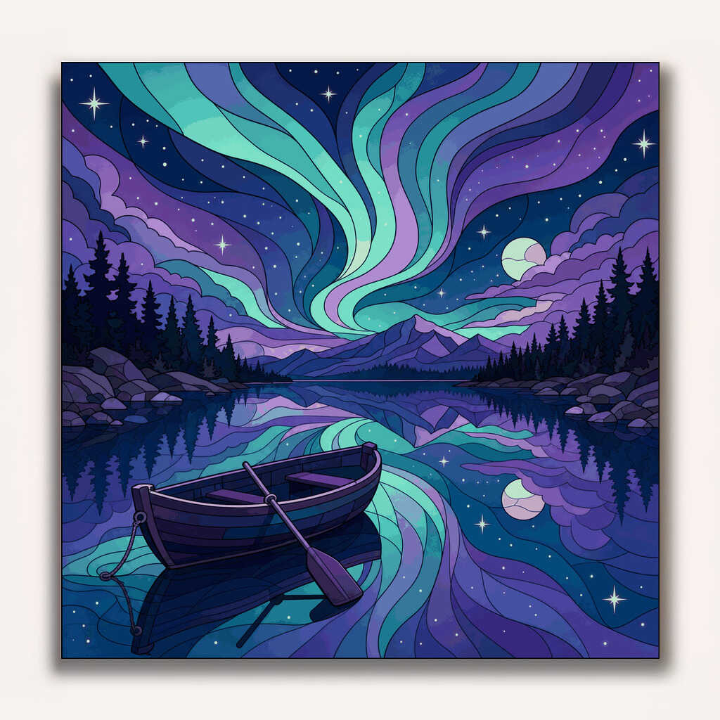 Paint by Numbers - Northern Lights Magic – Silent Night by the Lake