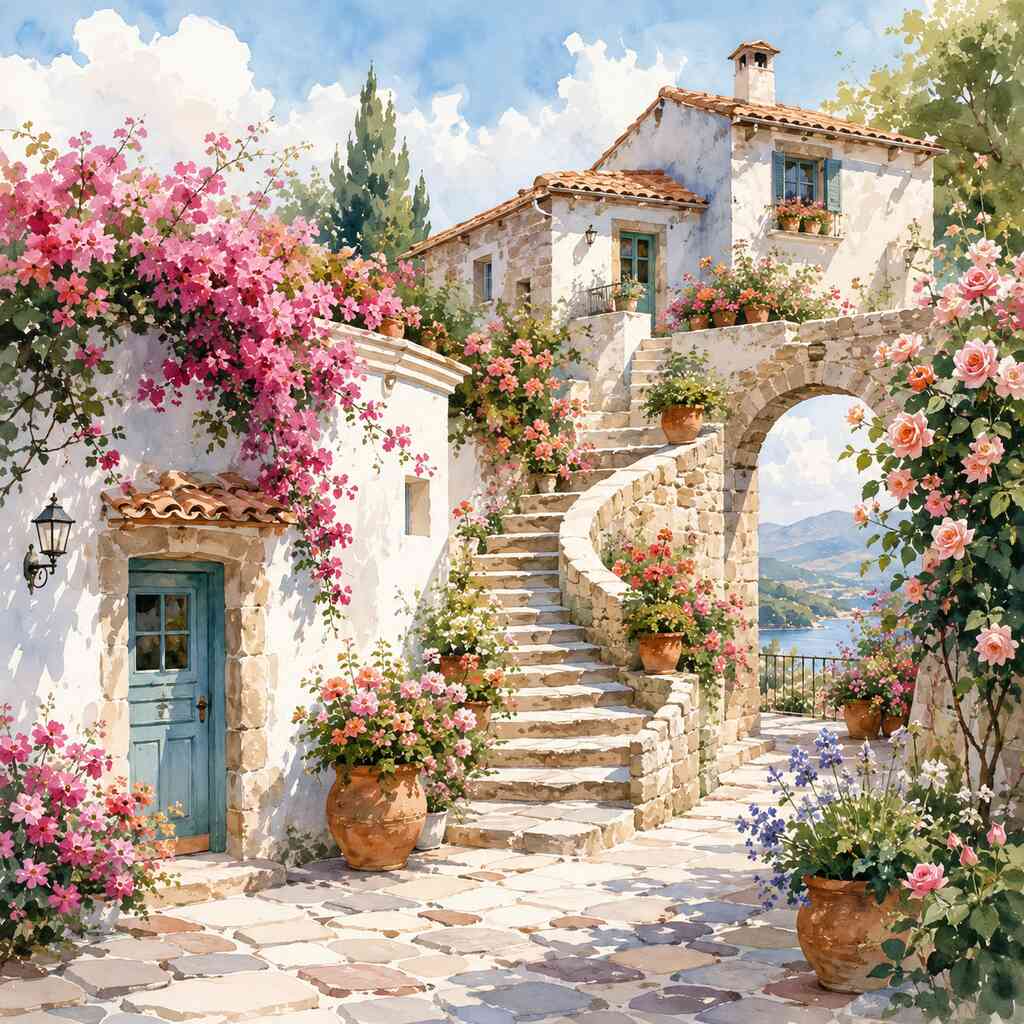 Paint by Numbers - Mediterranean Floral Dreams