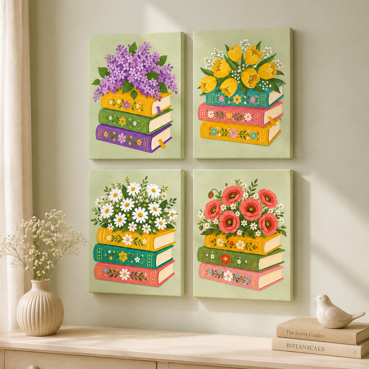 Flowerbooks, set of 4 - Mini paint by numbers