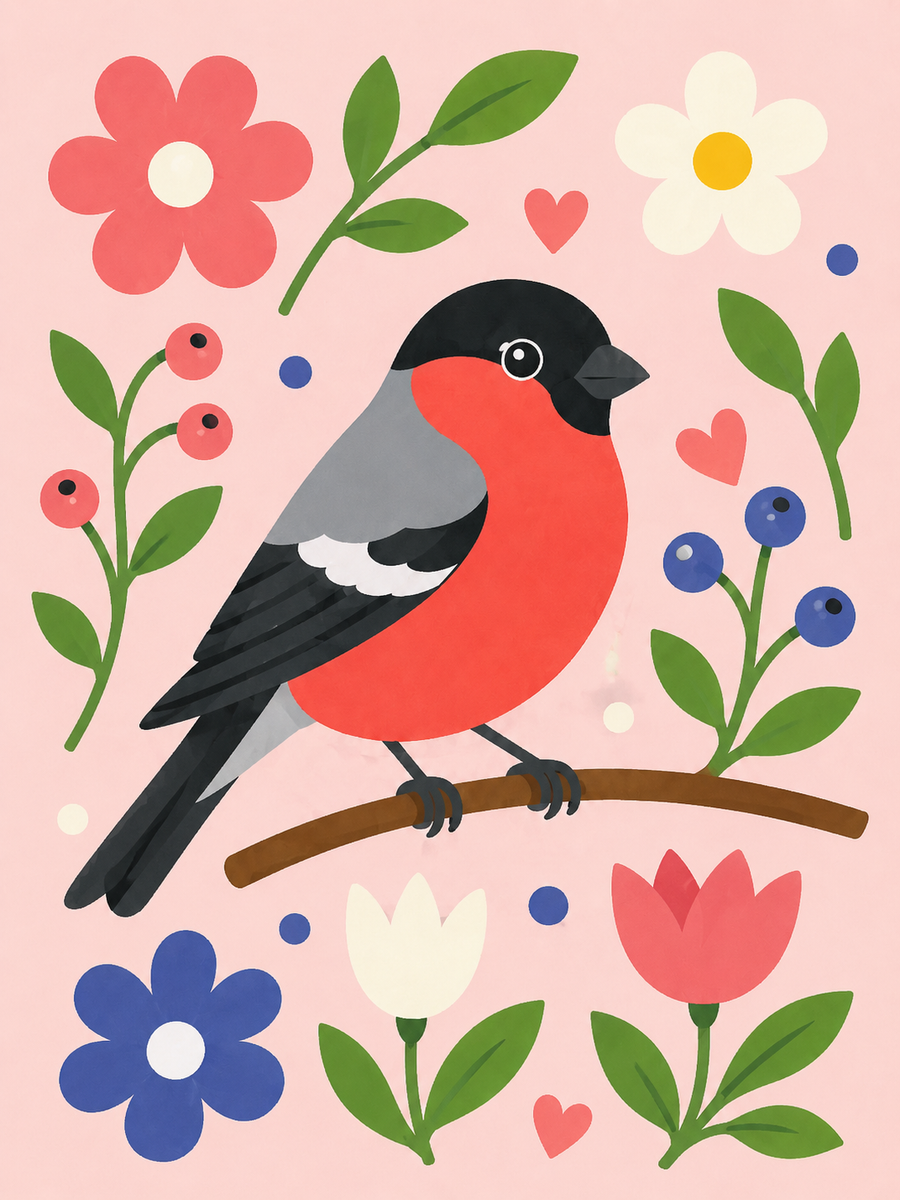 spring chirping, set of 4 - Mini paint by numbers