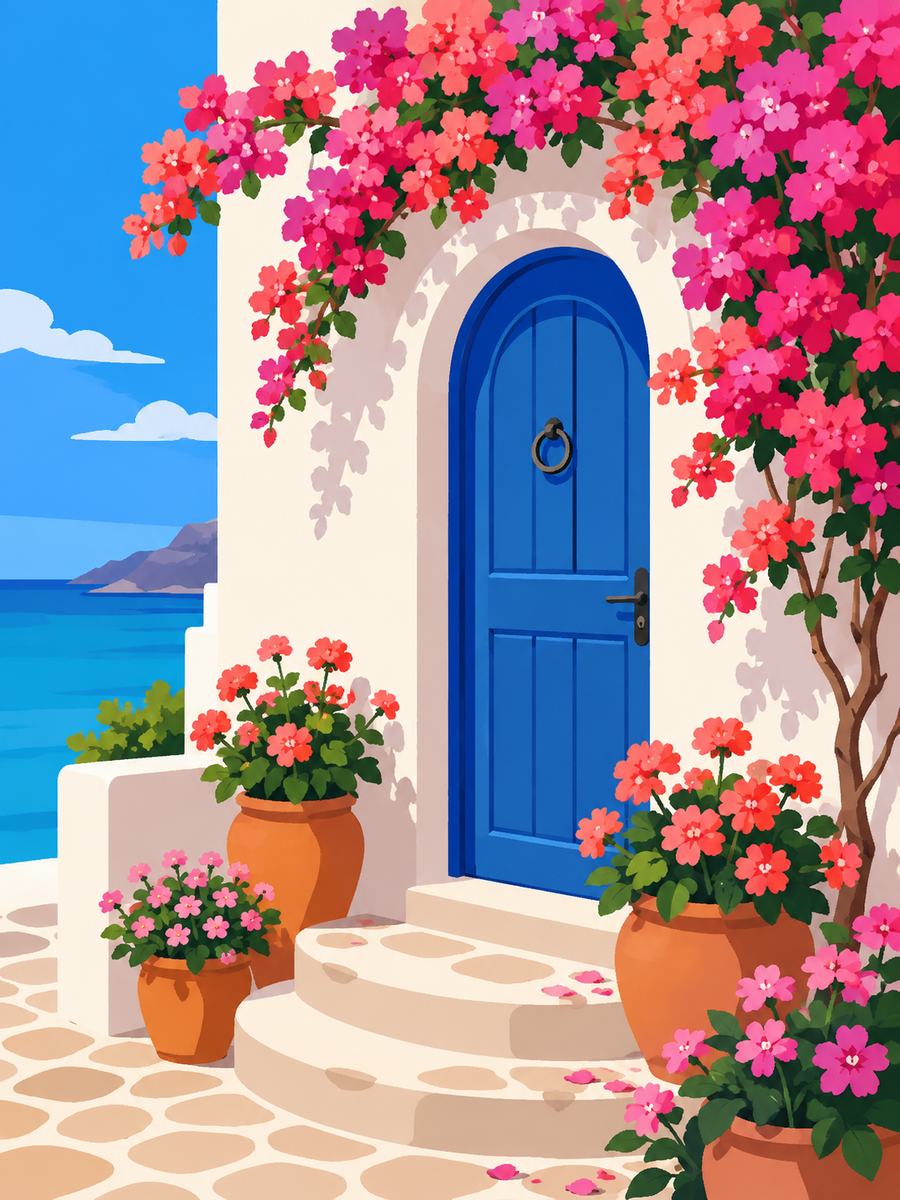 Greek summer, set of 4 - Mini paint by numbers