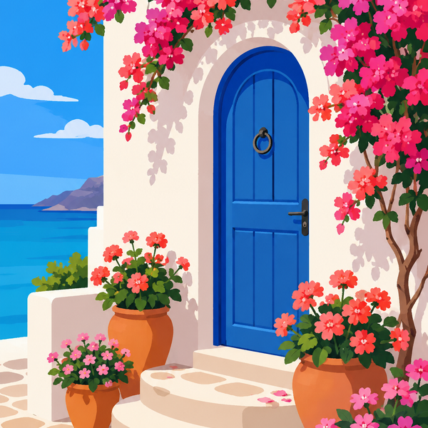 Greek summer, set of 4 - Mini paint by numbers