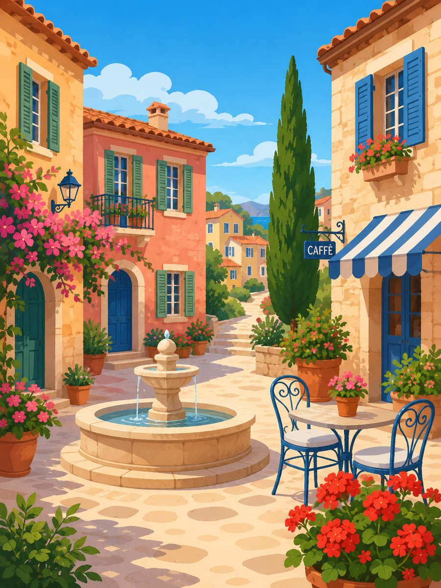 Mediterranean delight, set of 4 - Mini paint by numbers