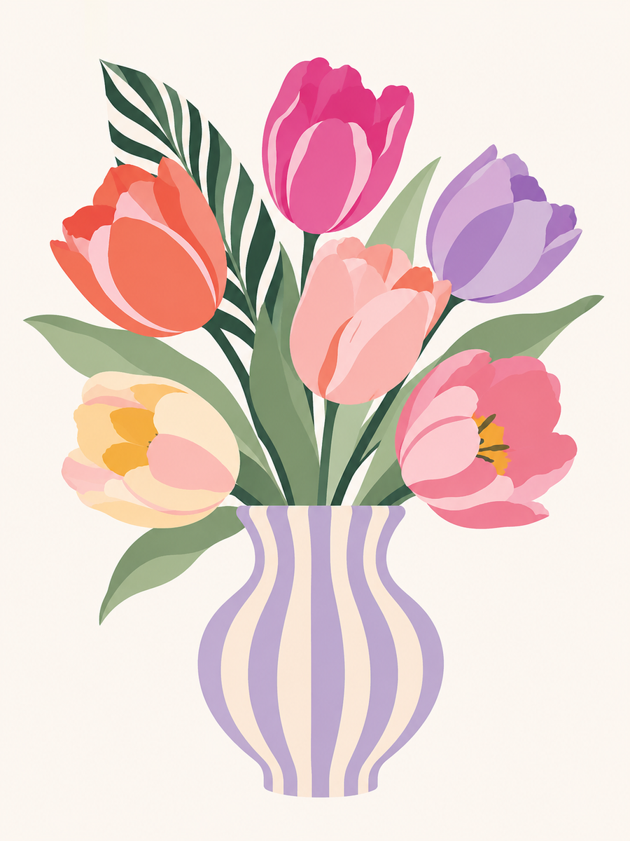 Pretty in rose, set of 4 - Mini paint by numbers