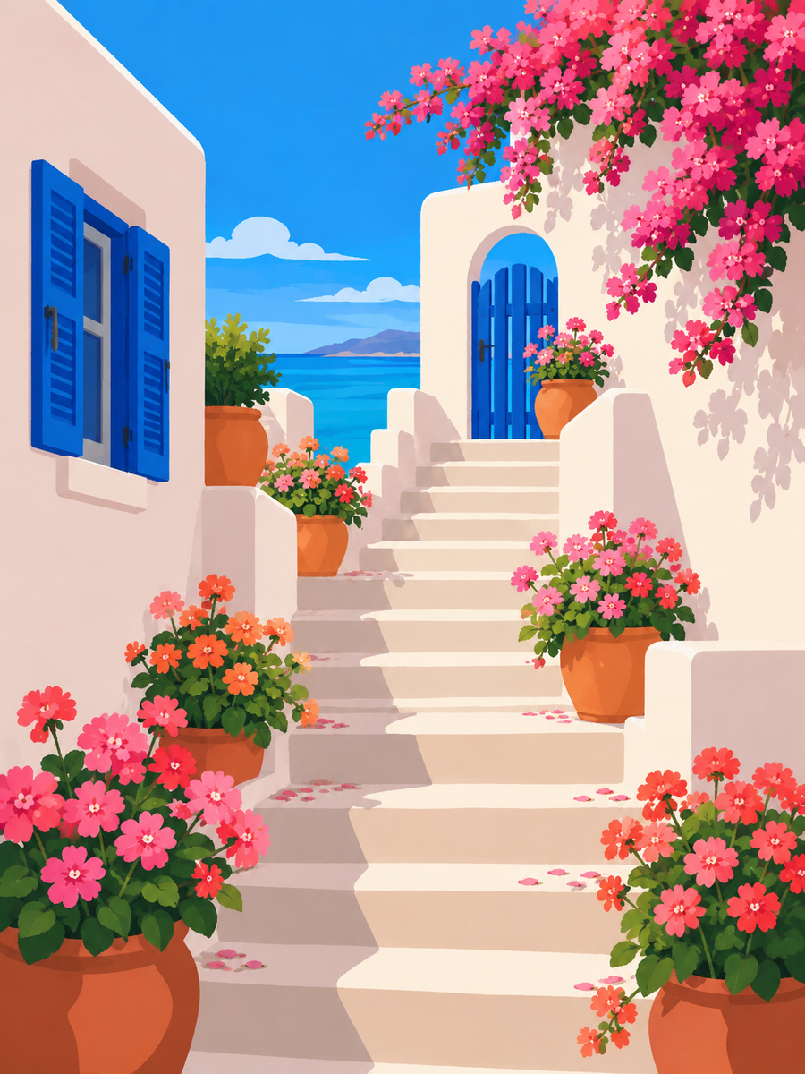 Santorini dreams, set of 4 - Mini paint by numbers