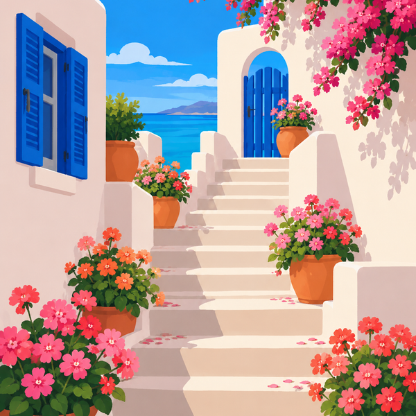 Santorini dreams, set of 4 - Mini paint by numbers