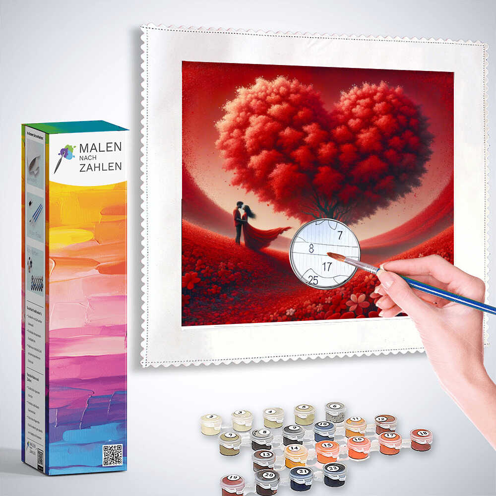 Paint by Numbers - Heart tree, red