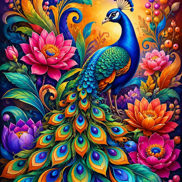 Paint by Numbers - Peacock magic in a sea of colors