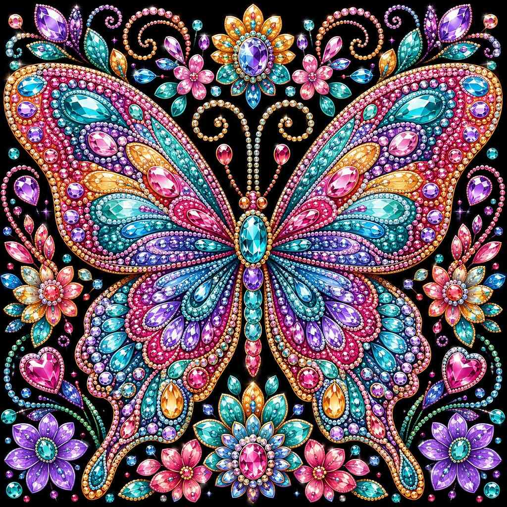 Paint by Numbers - Jeweled Wings, Sparkling Fantasy