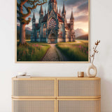 Paint by Numbers - The Awakening of the Timeless Cathedral, depicting a majestic cathedral at dusk with warm tones and dramatic sky.