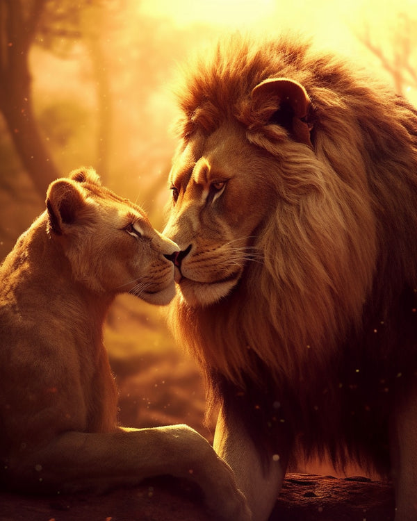 Lion and lioness - Paint by Numbers