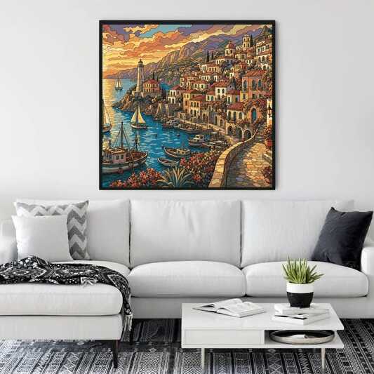 Paint by Numbers - Sunset over the Mediterranean coast