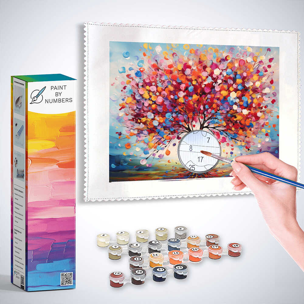 Paint by Numbers - Tree of life of colorful joy, abstract