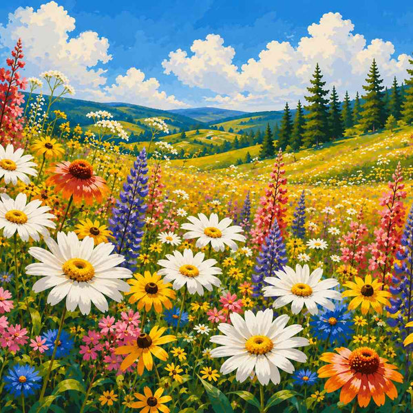 Paint by Numbers - Floral magic: A summer meadow in full splendor