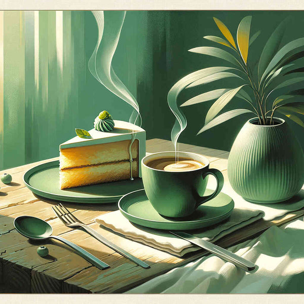 Coffee and cake, green - Paint by Numbers