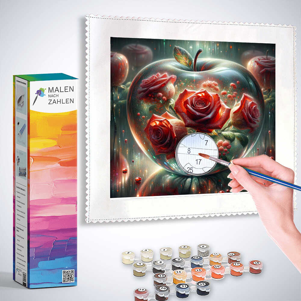 Paint by Numbers - Glass Apple Red Roses