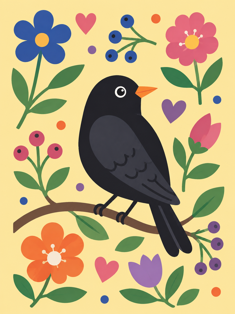 colorful birds, set of 4 - Mini paint by numbers