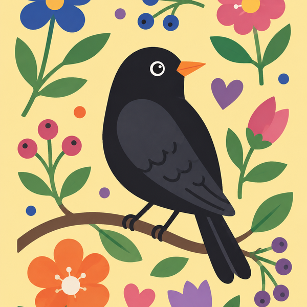 colorful birds, set of 4 - Mini paint by numbers
