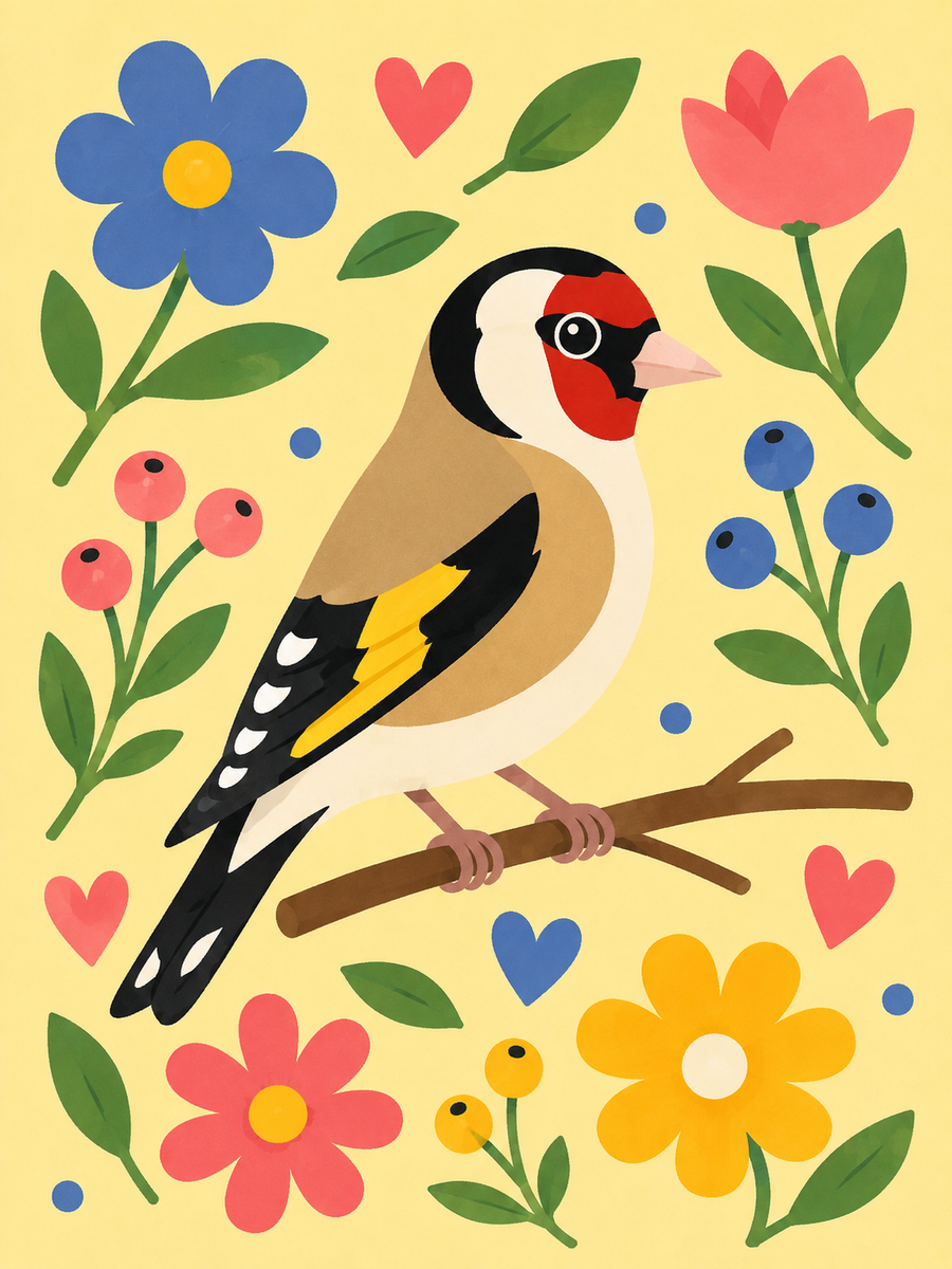 spring chirping, set of 4 - Mini paint by numbers