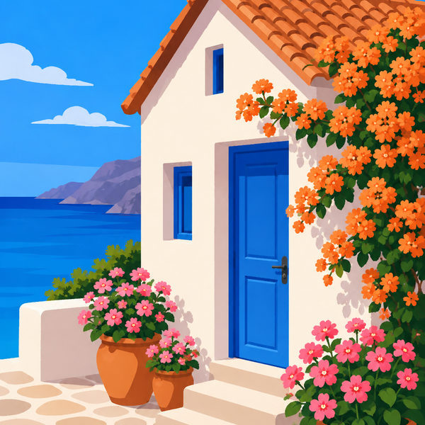 Greek summer, set of 4 - Mini paint by numbers