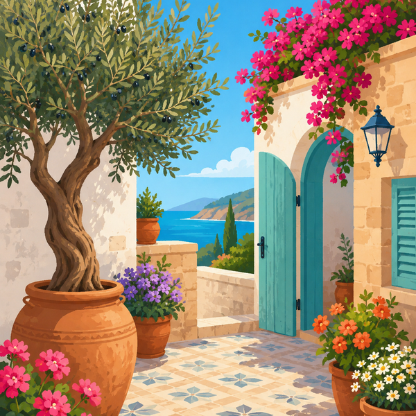 Mediterranean delight, set of 4 - Mini paint by numbers