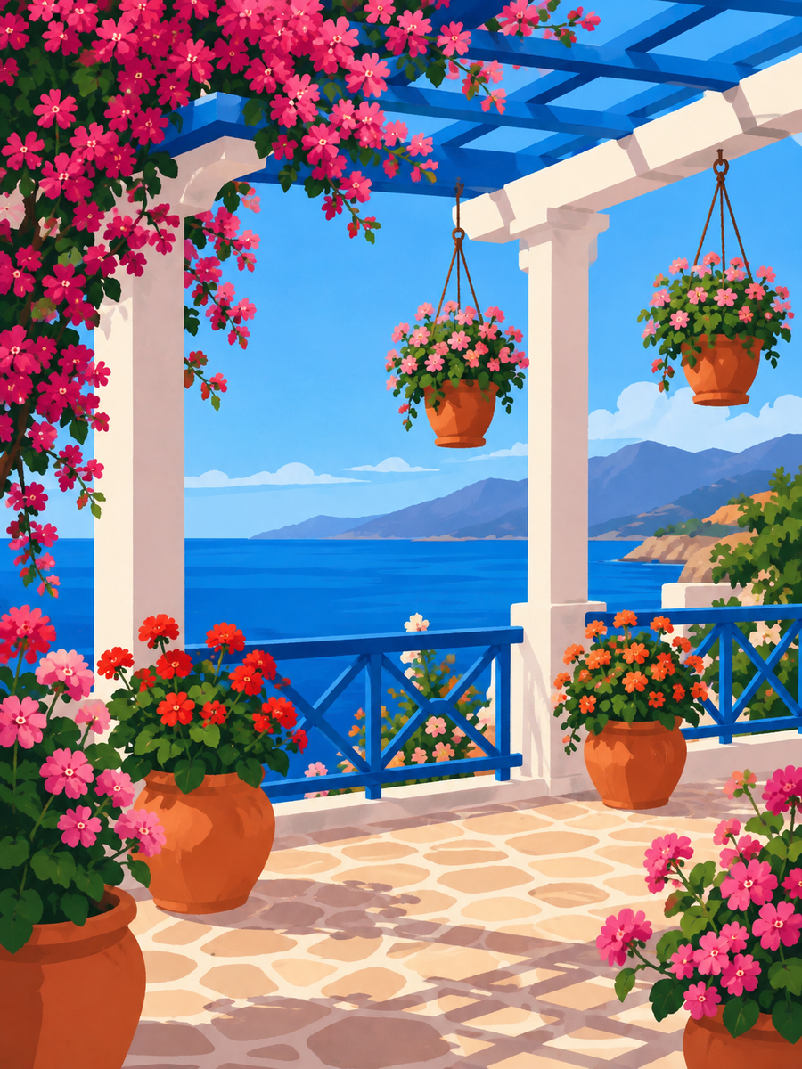 Santorini dreams, set of 4 - Mini paint by numbers