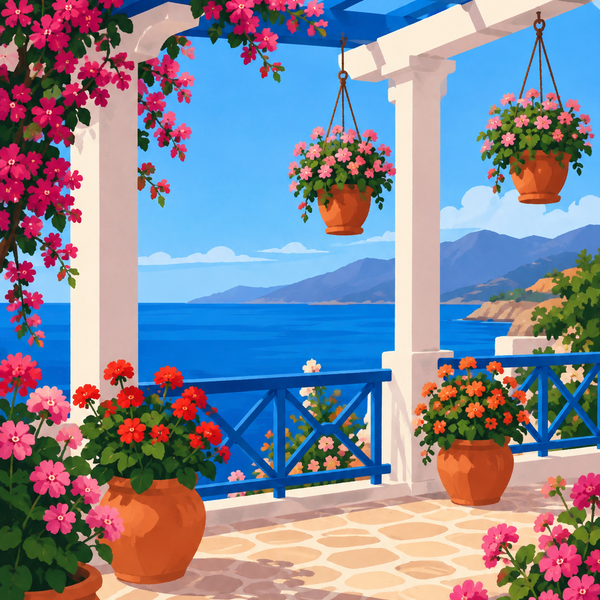 Santorini dreams, set of 4 - Mini paint by numbers