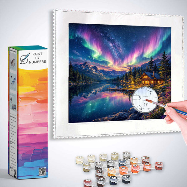 Paint by Numbers - Magical Northern Lights over the lake