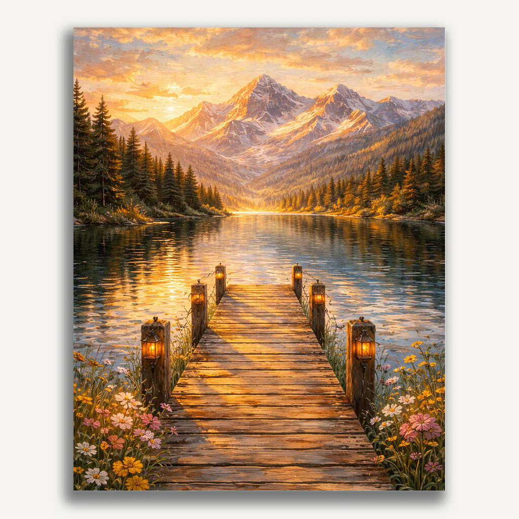 Paint by Numbers - Golden stillness by the lake