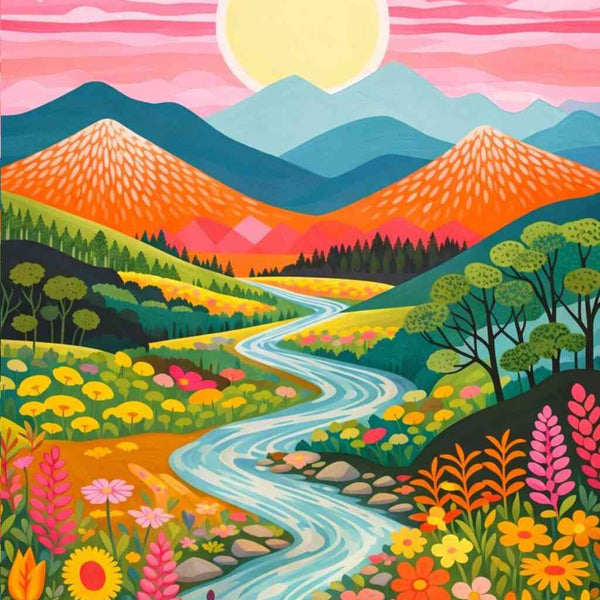 Paint by Numbers - Sunshine magic in the valley of flowers