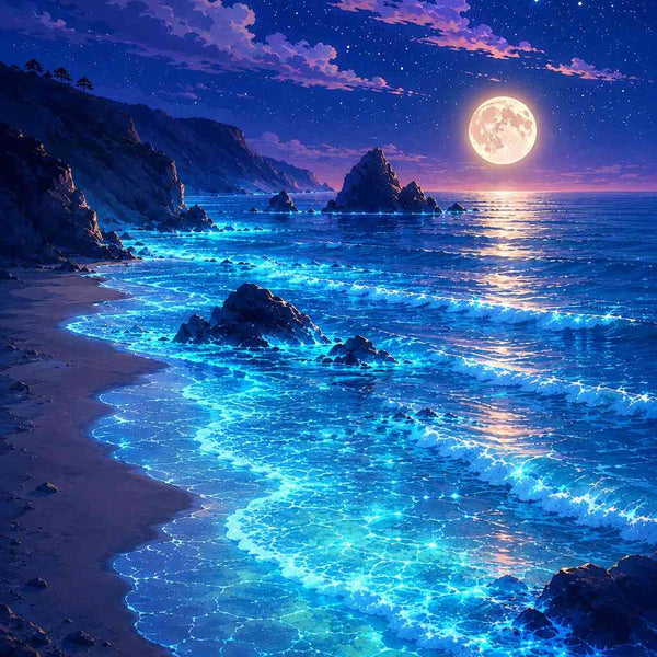 Paint by Numbers - Magical moonlit night by the ocean